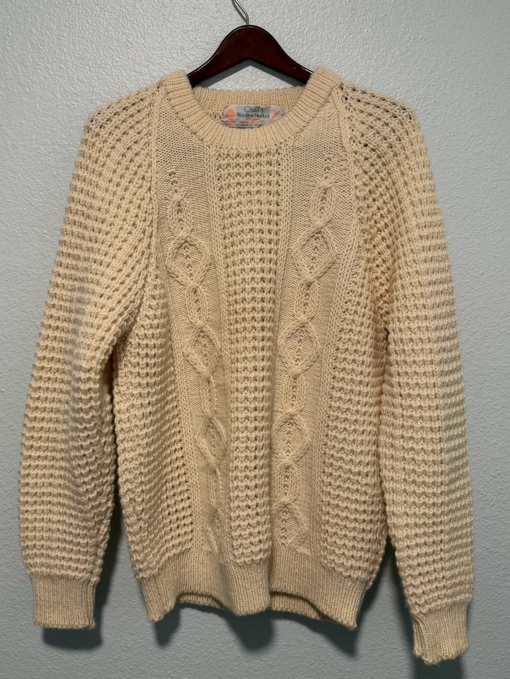 Vintage Irish Fisherman Cable Knit Sweater by Quills Wollen Market